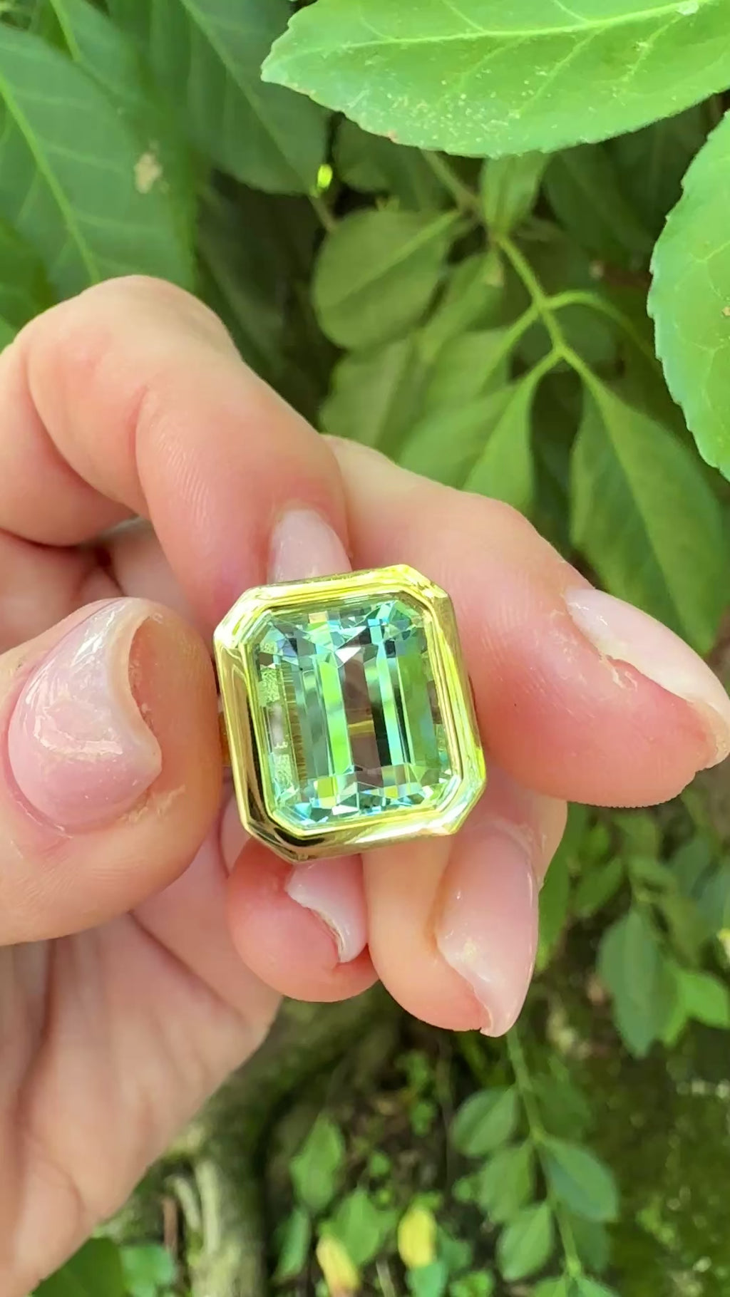 Emerald Cut Aquamarine Lisette Ring