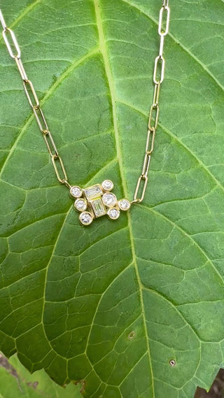 Baguette and Round Diamond Bubble Bea Necklace