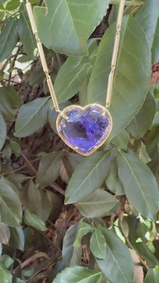 Heart Shaped Cabochon Tanzanite Sprinkle Necklace
