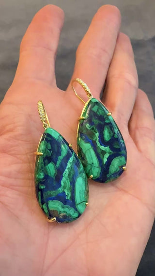 Pear Shaped Azurite Malachite Joyce Earrings