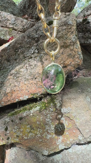 Oval Cabochon Watermelon Tourmaline Indie Pendant