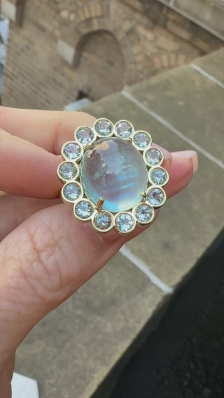 Cabochon Aquamarine Blossom Ring
