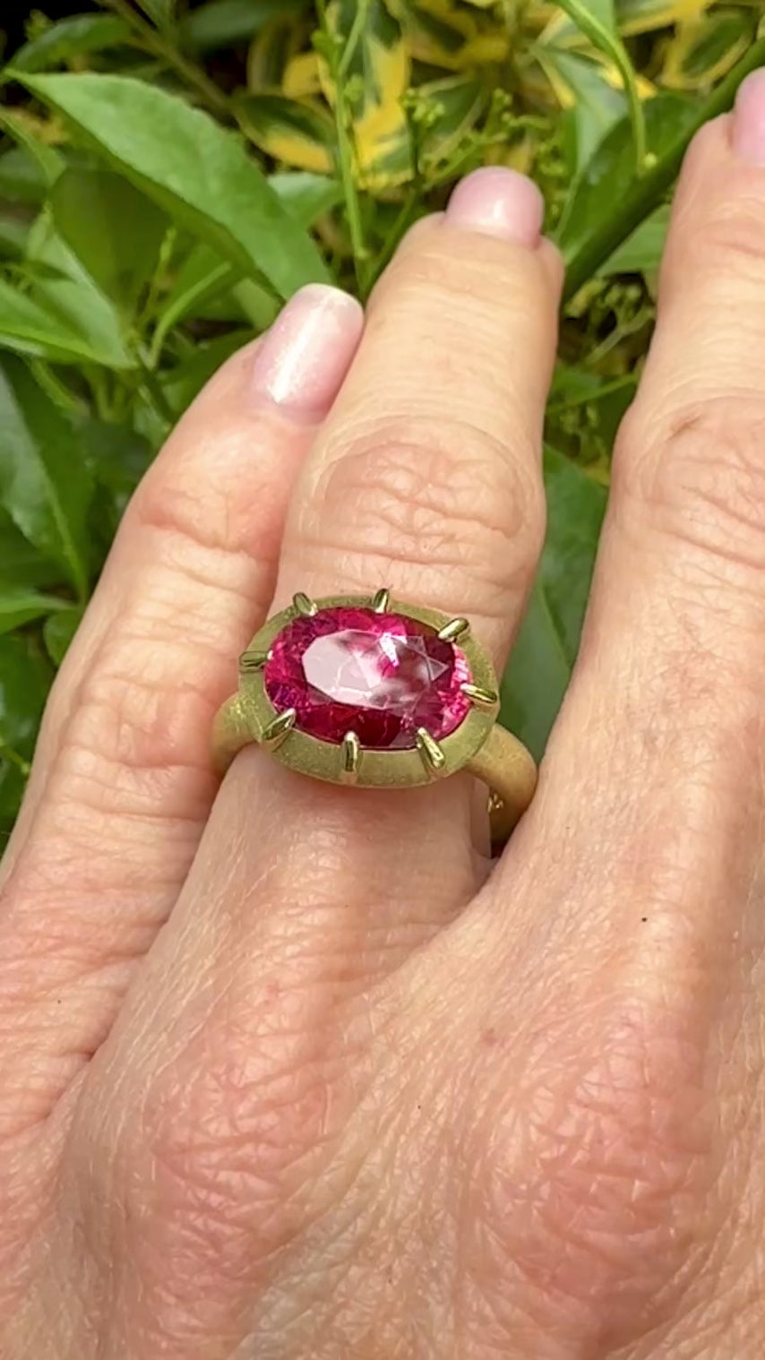 Oval Pink Tourmaline Griffen Ring