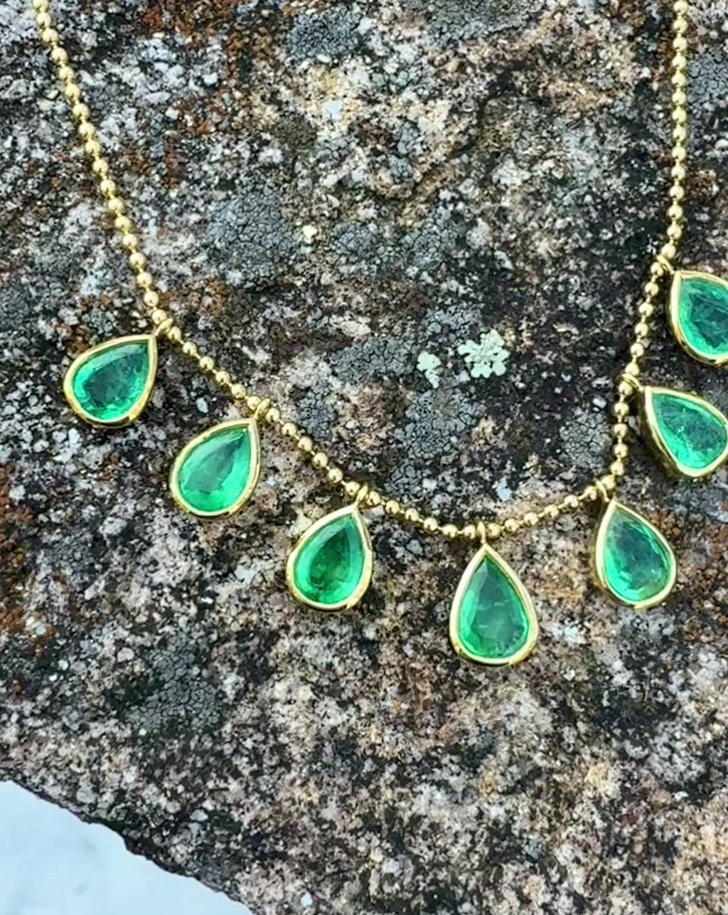 Pear Shaped Emerald Bali Necklace