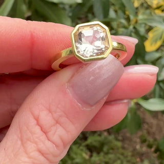 Asscher Cut Morganite Luna Ring