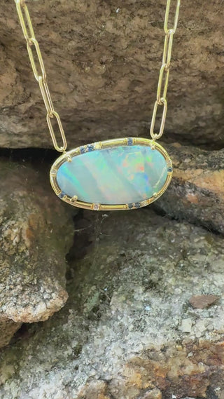 Boulder Opal and Blue Sapphire Sprinkle Necklace