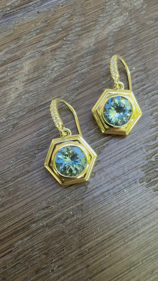 Round Aquamarine Revival Earrings