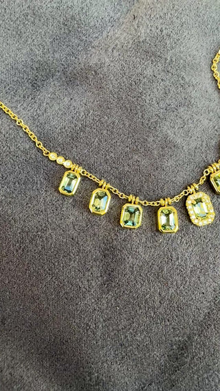 Emerald Cut Montana Sapphire Fringe Necklace