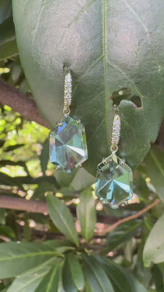 Mirror Cut Green Amethyst Joyce Earrings