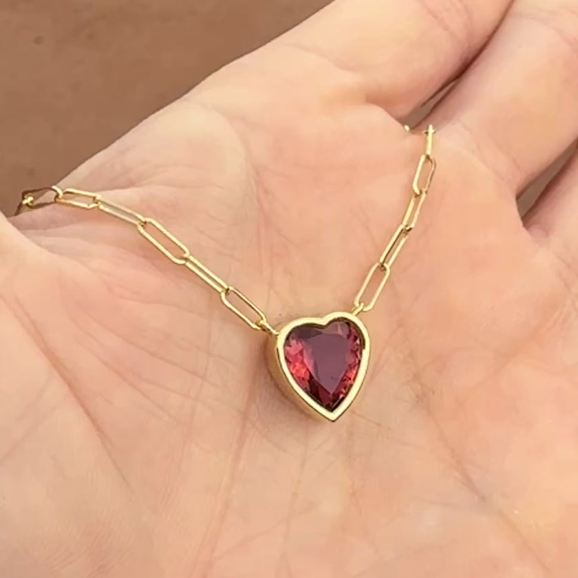 Heart Shaped Pink Tourmaline Bea Neckalce