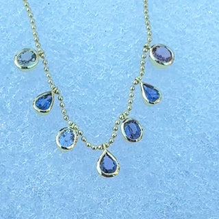 Oval and Pear Shaped Purple Sapphire Bali Necklace