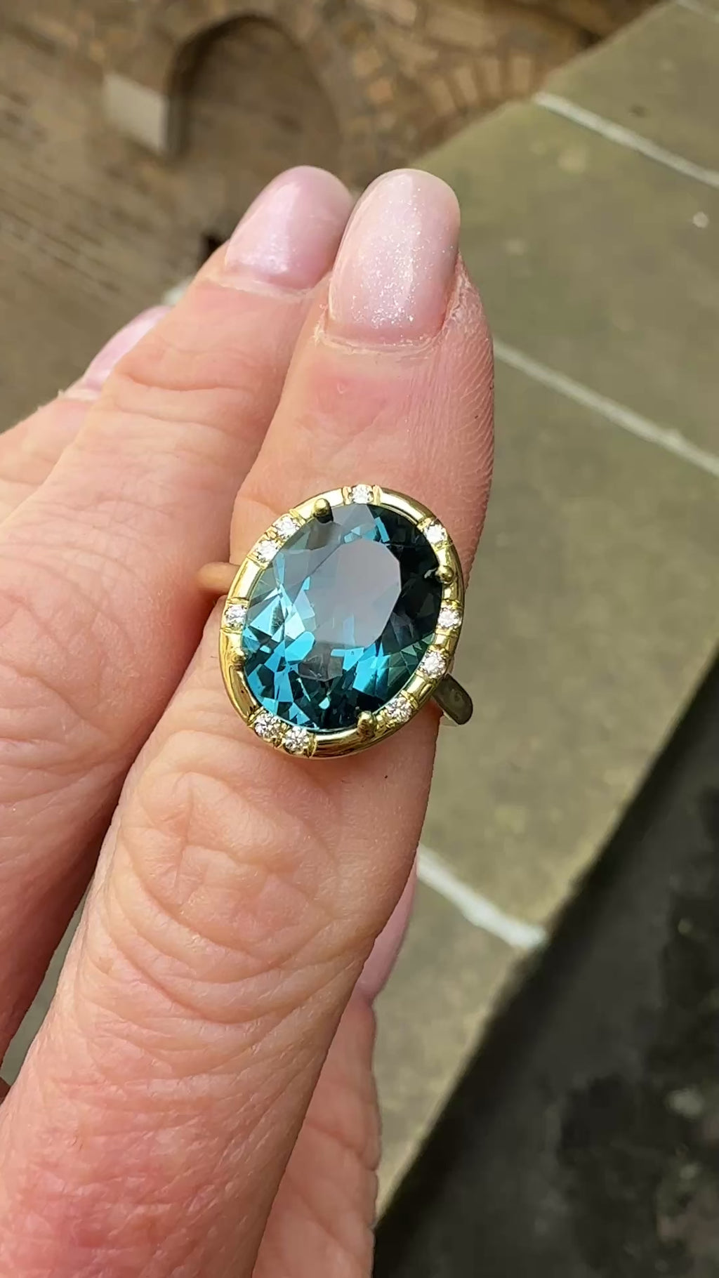 Oval London Blue Topaz Sprinkle Ring