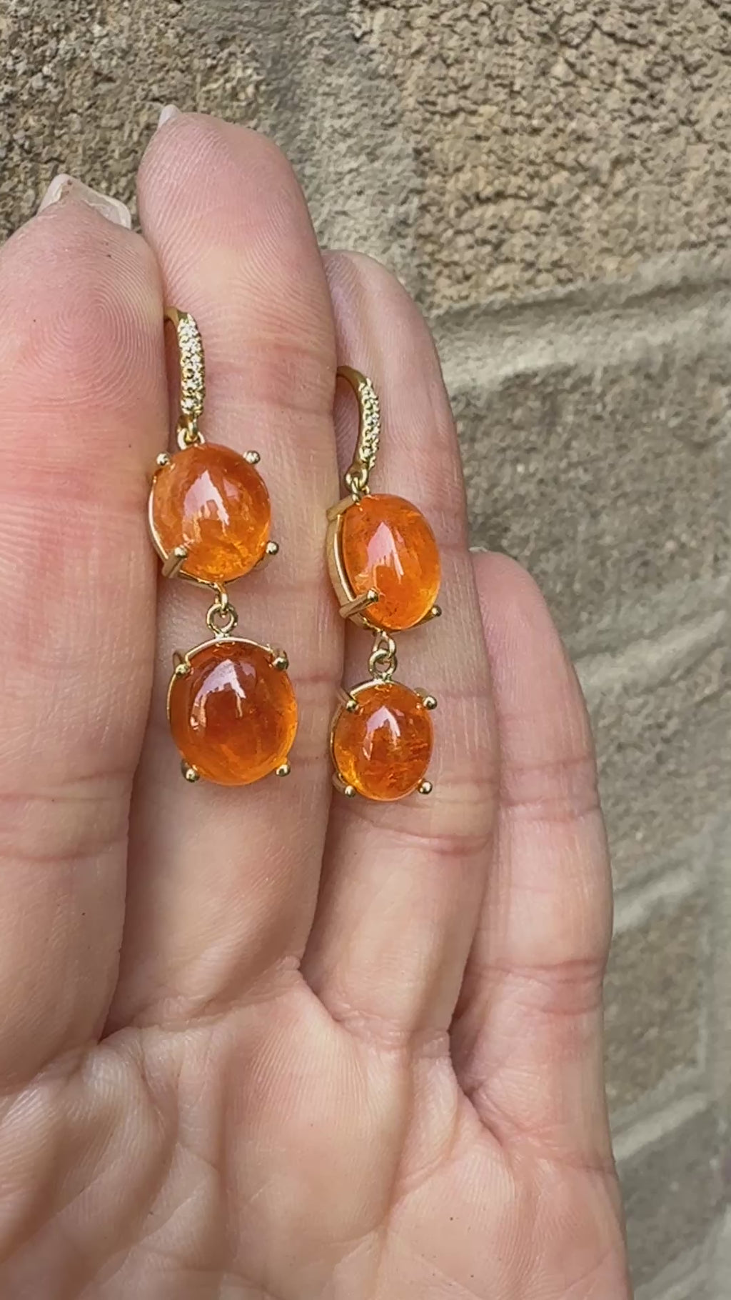 Cabochon Spessartite Garnet Hi Lo Joyce Earrings