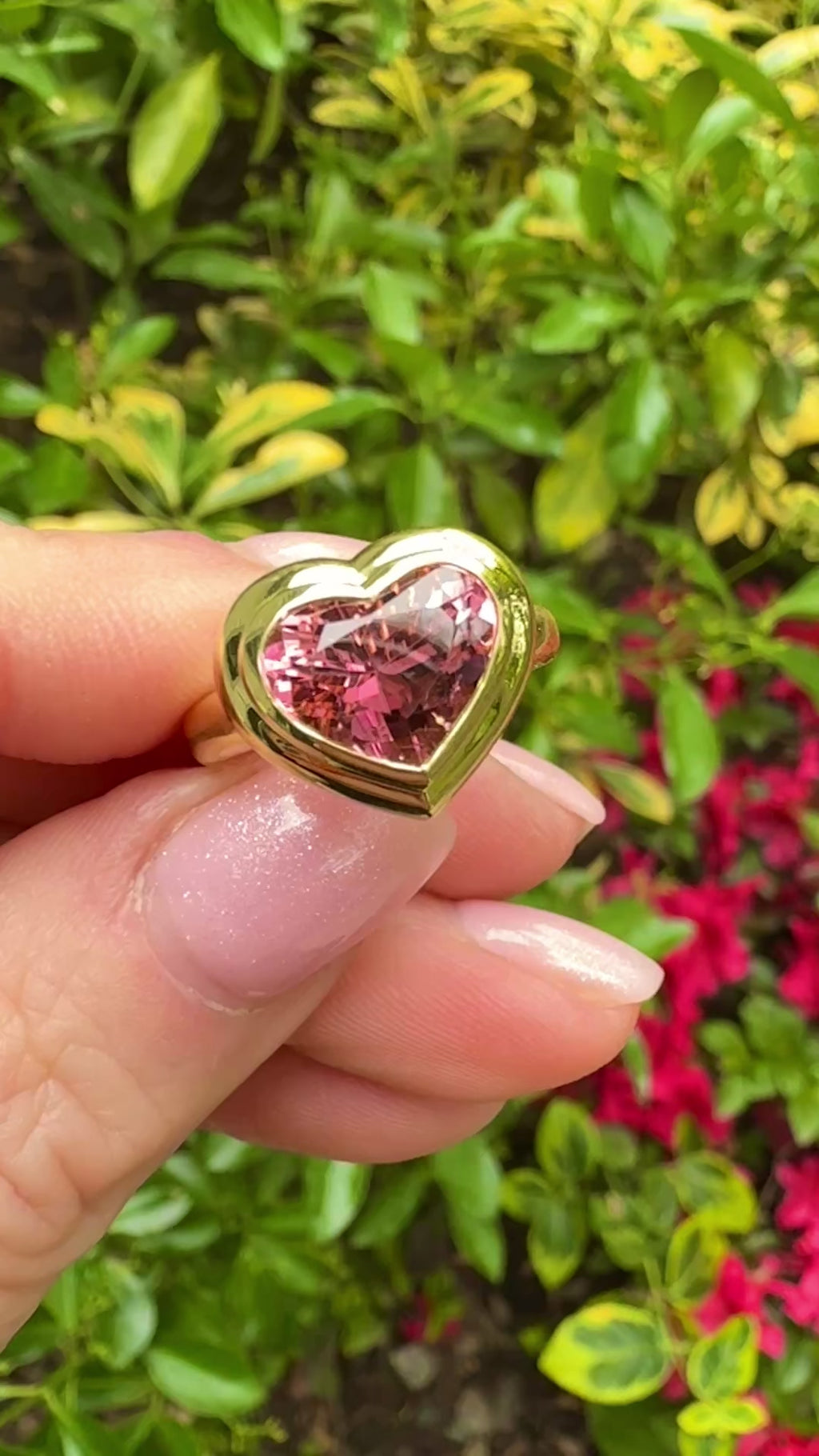 Heart Shaped Pink Tourmaline Revival Ring