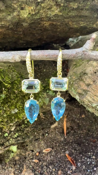 Emerald Cut and Pear Shape Aquamarine Joyce Earrings