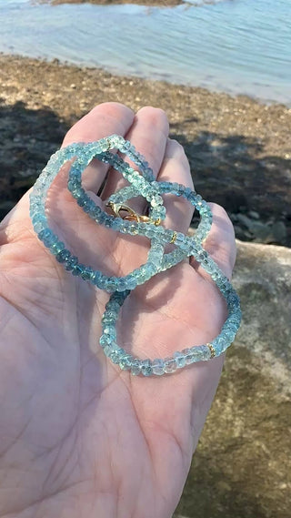 Faceted Aquamarine Ombré Beaded Necklace