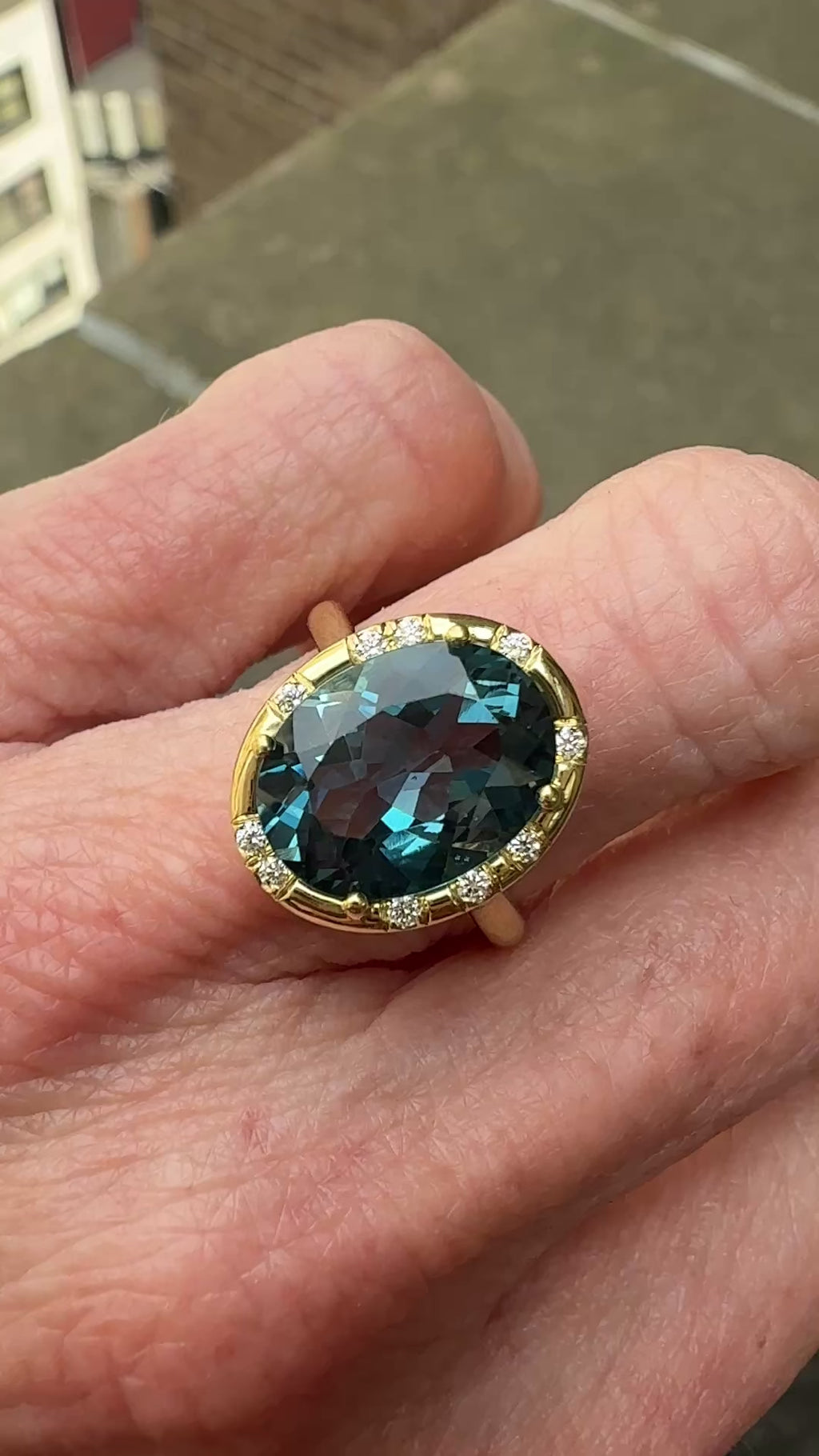 Oval London Blue Topaz Sprinkle Ring