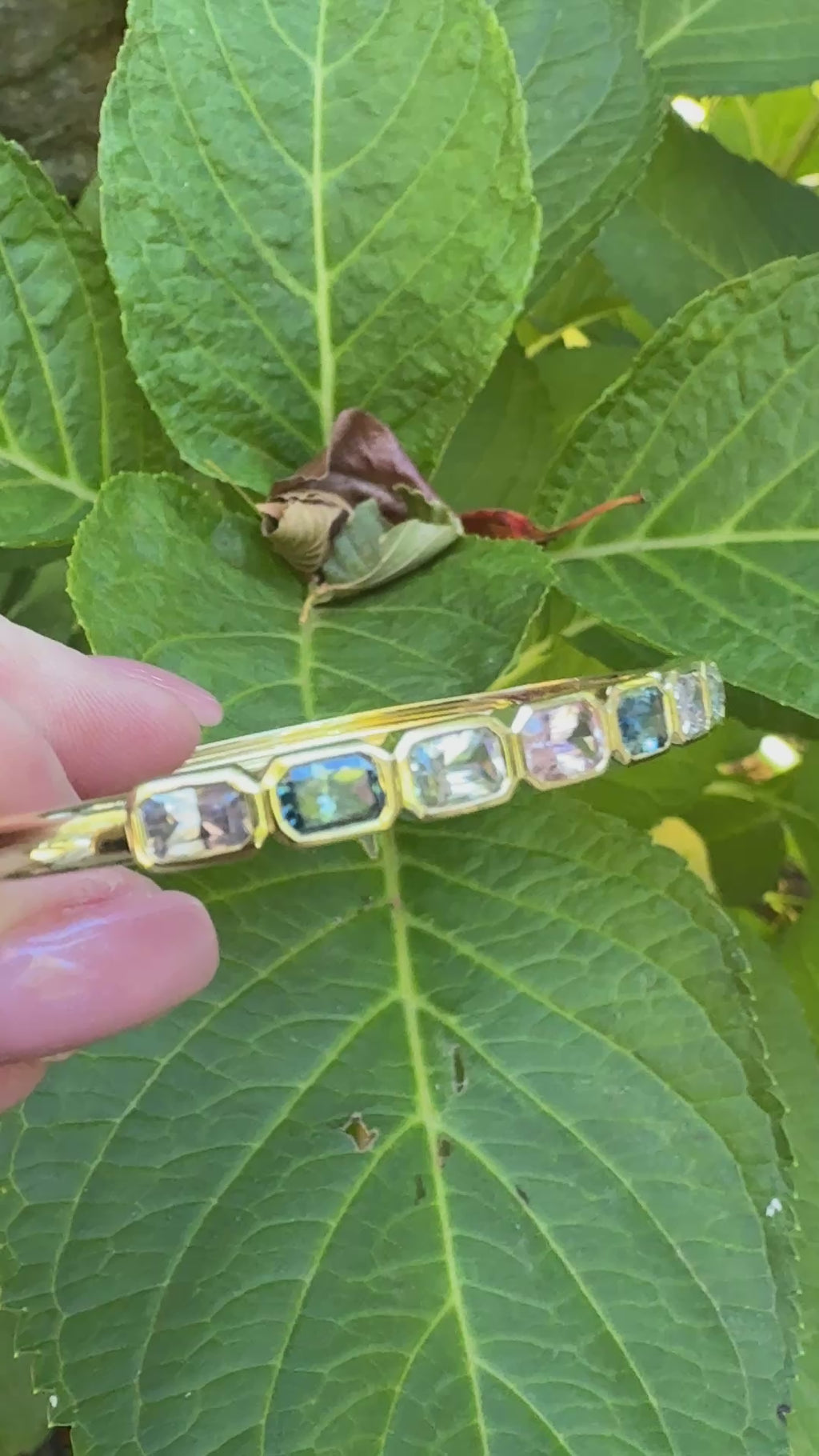 Emerald Cut Multicolor Sapphire Carnival Bangle