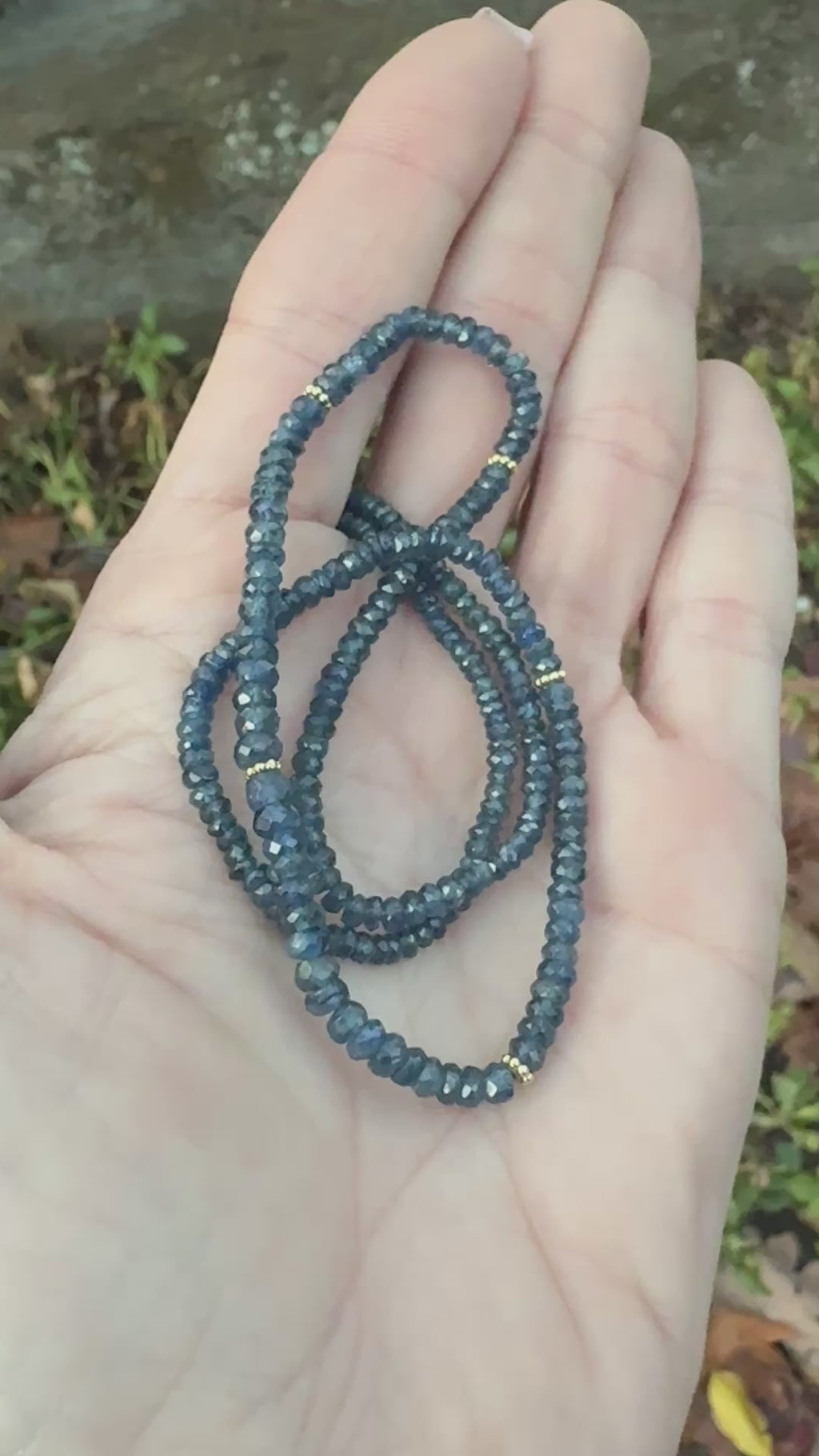 18" Faceted Blue Sapphire Beaded Necklace