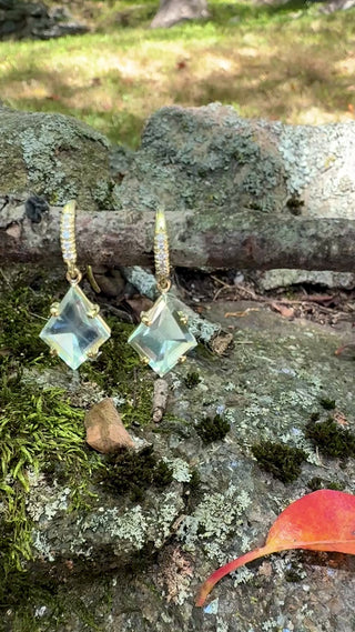 Kite Shaped Mirror Cut Aquamarine Joyce Earrings