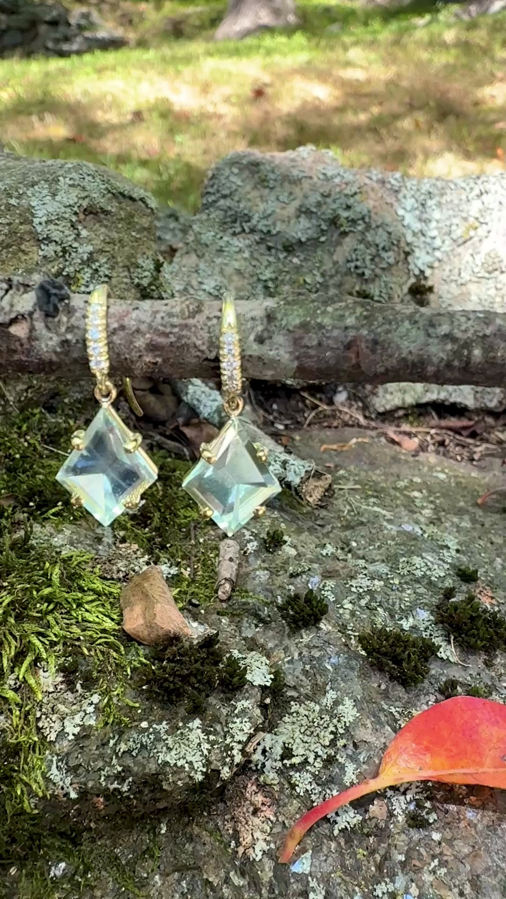 Kite Shaped Mirror Cut Aquamarine Joyce Earrings
