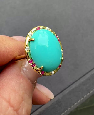 Sleeping Beauty and Turquoise and Ruby Sprinkle Ring