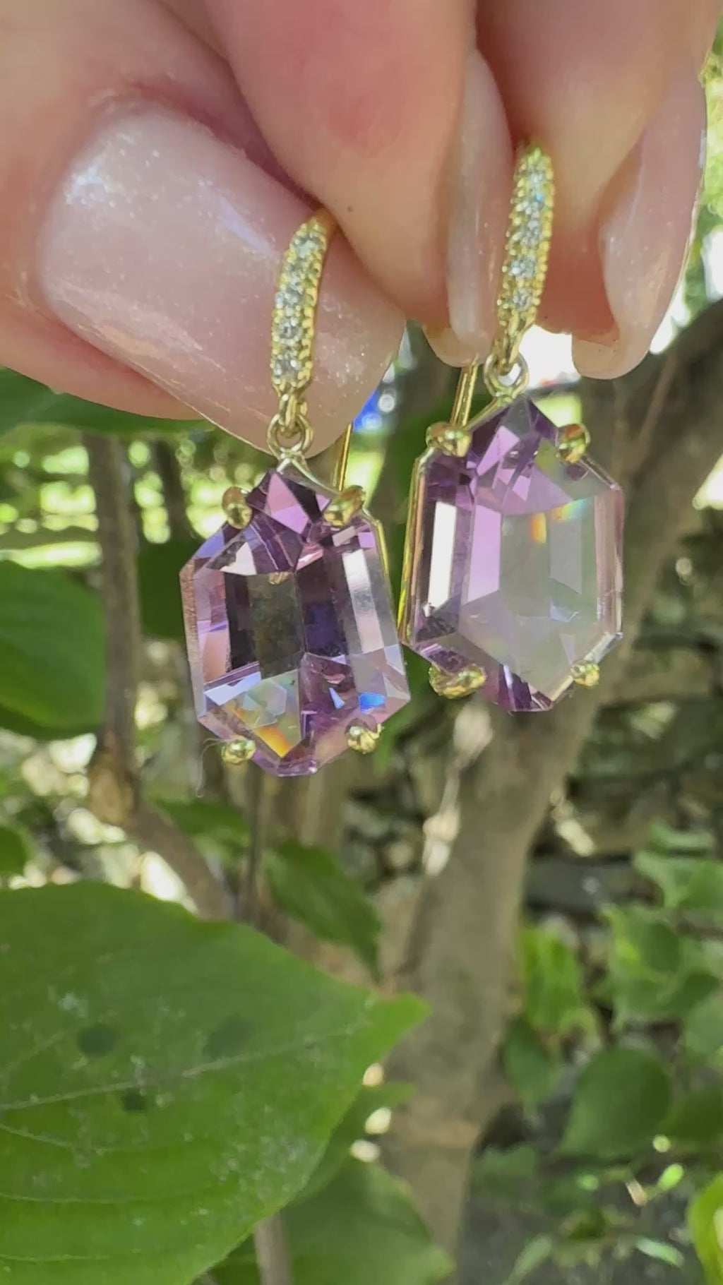 Mirror Cut Amethyst Joyce Earrings