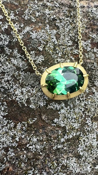 Oval Green Tourmaline Griffen Necklace
