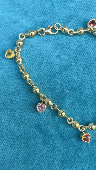 Heart Shape Multicolor Sapphire Festoon Bracelet