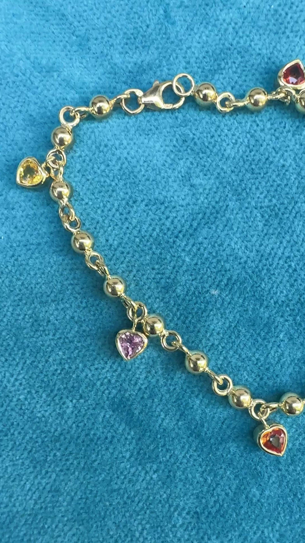 Heart Shape Multicolor Sapphire Festoon Bracelet