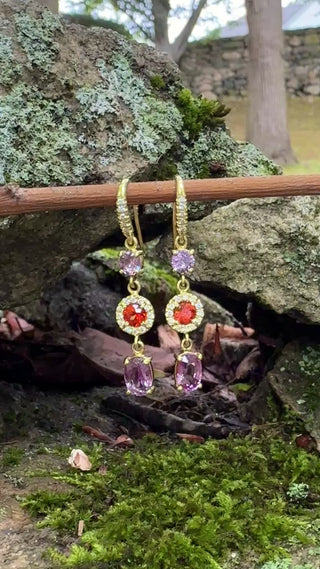 Pink and Orange Sapphire Gemma Earrings