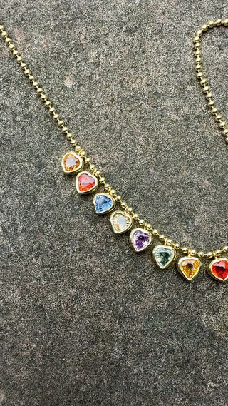 Rainbow Sapphire Heart Bali Necklace