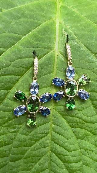Blue Sapphire and Tsavorite Paloma Earrings