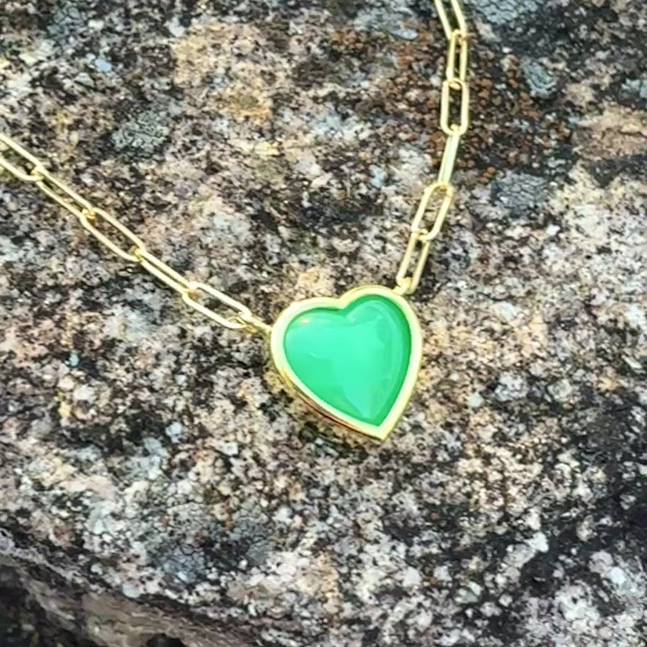 Heart Shaped Chrysoprase Bea Necklace