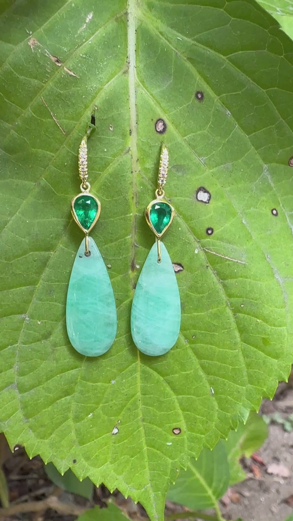 Faceted Emerald and Emerald Briolette Joyce Earrings