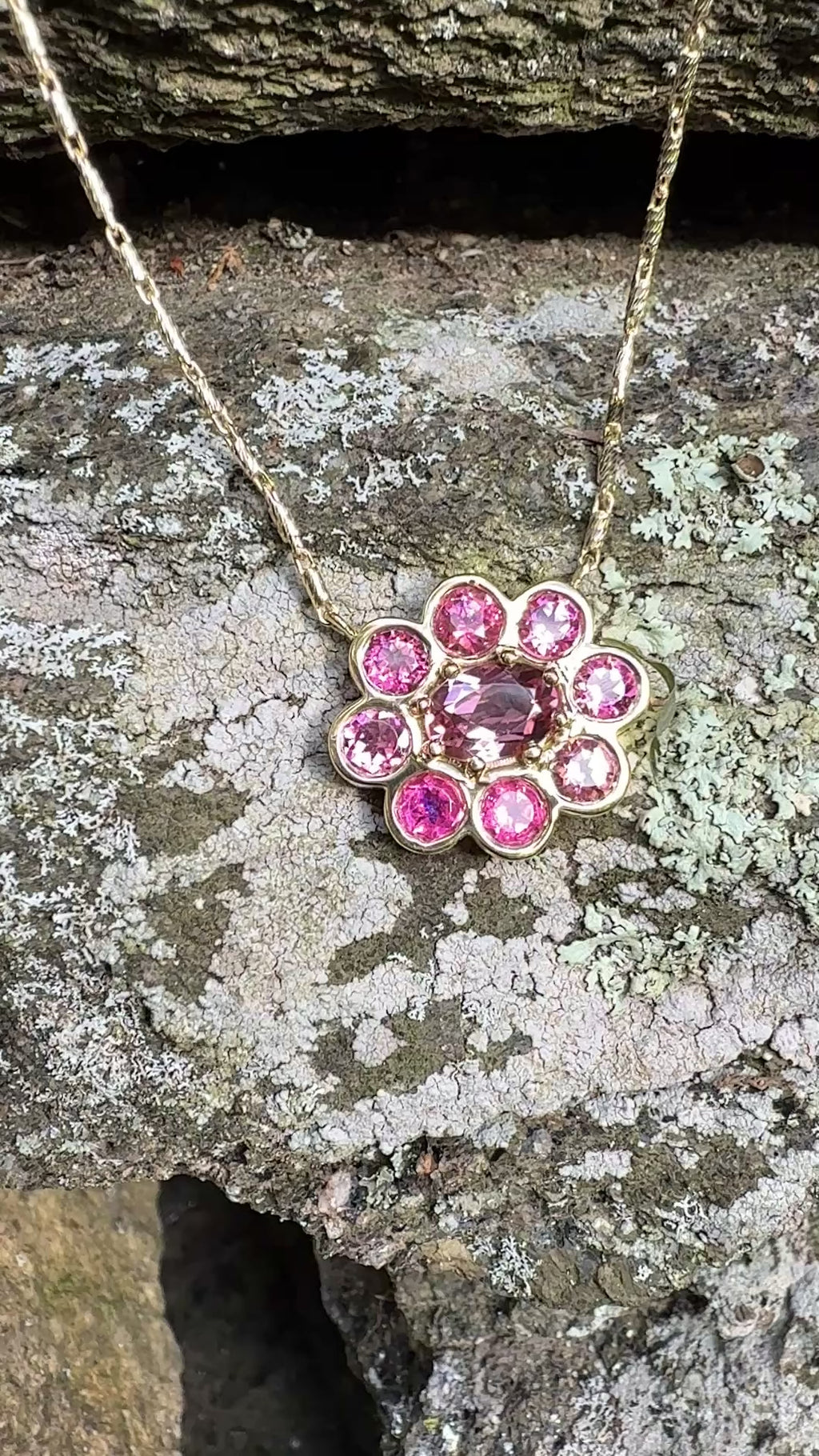 Pink Tourmaline Blossom Necklace