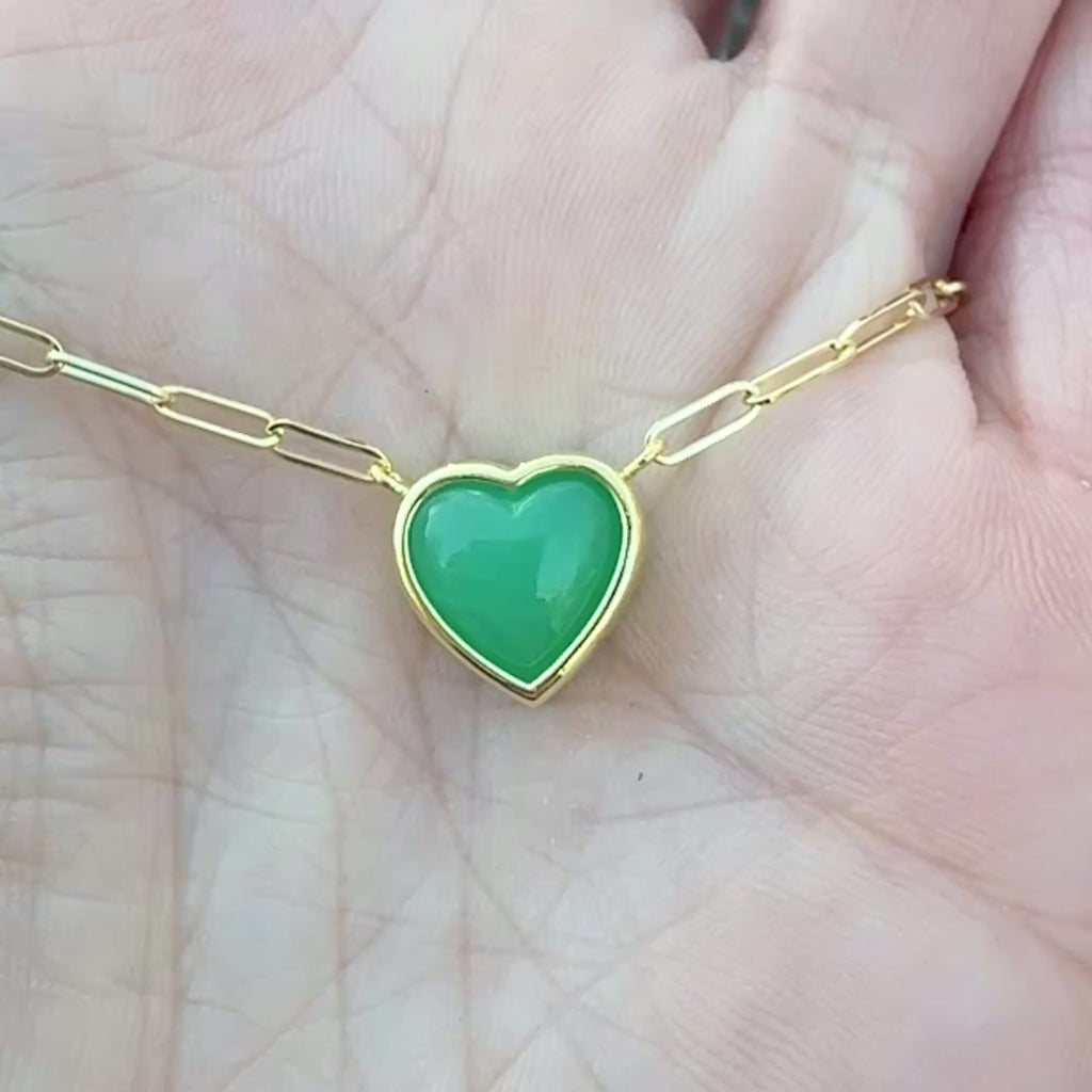 Heart Shaped Chrysoprase Bea Necklace