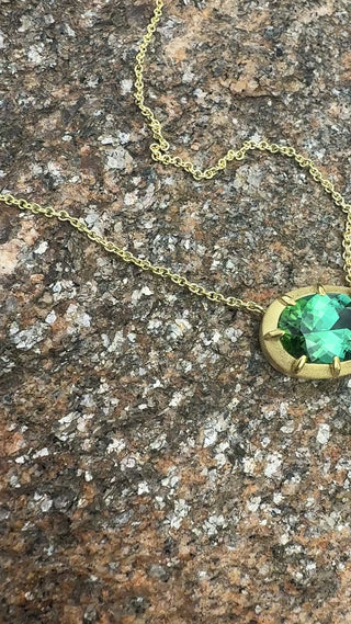 Oval Green Tourmaline Griffen Necklace