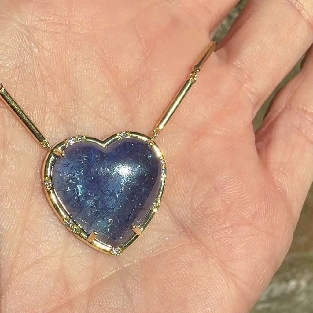 Cabochon Tanzanite Heart Shaped Sprinkle Necklace