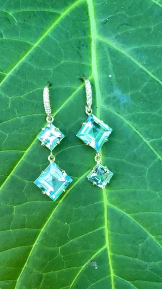 Aquamarine and Blue Topaz Hi-Lo Joyce Earrings