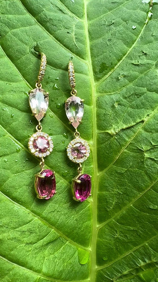 Morganite and Pink Tourmaline Gemma Earrings