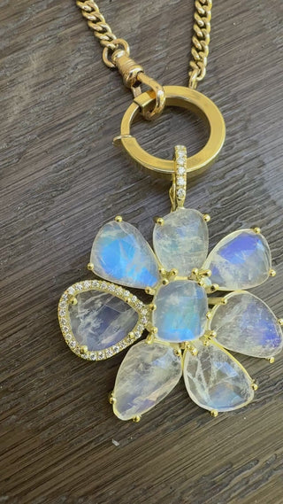 Rainbow Moonstone Gemma Flower Pendant