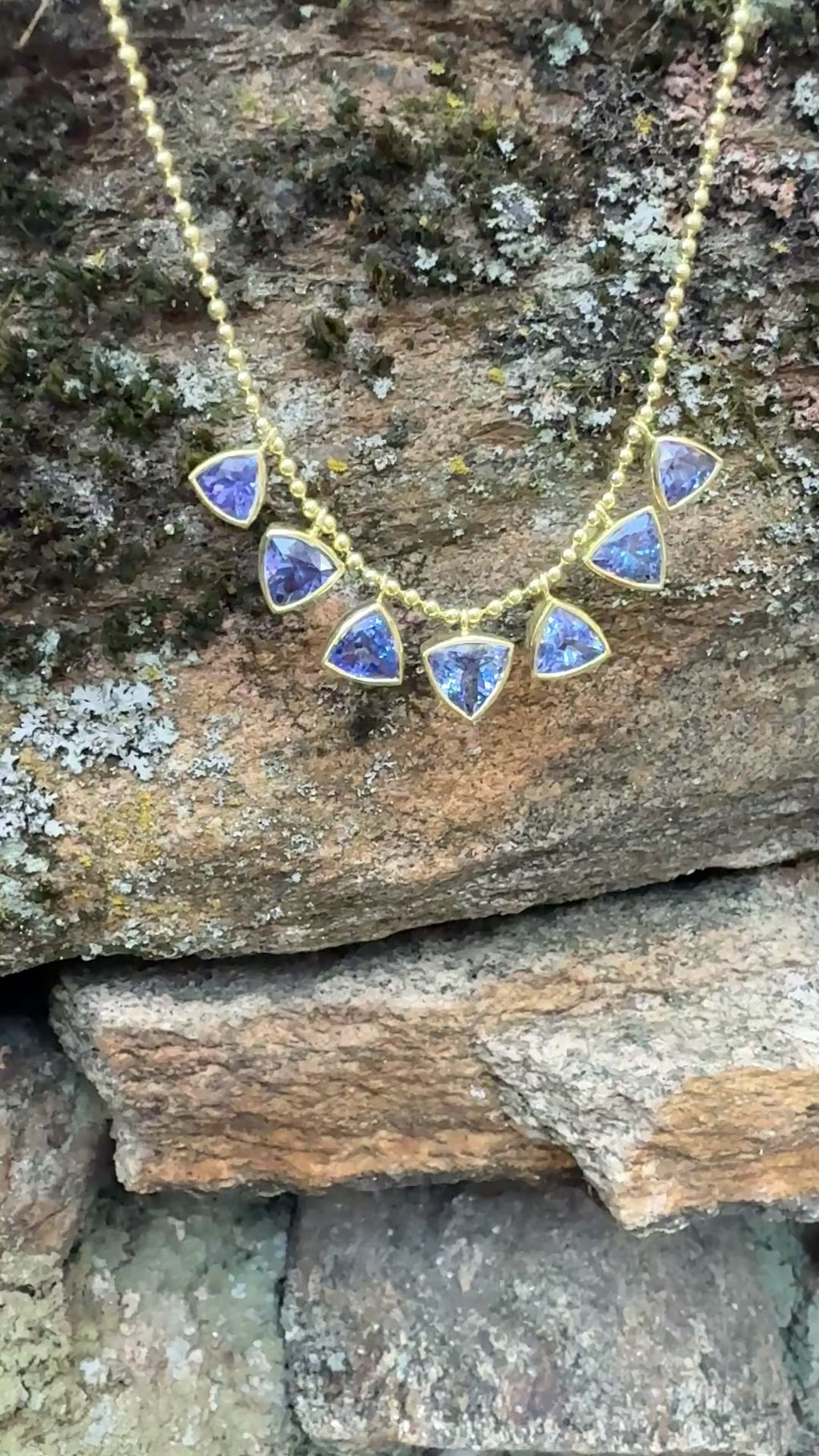 Trillion Shaped Tanzanite Bali Necklace
