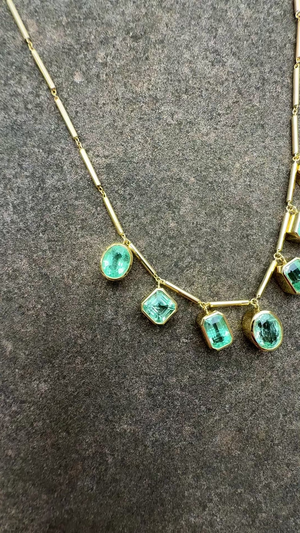 Mutlishape Emerald Cascade Necklace