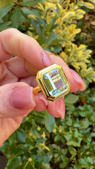 Emerald Cut Aquamarine Revival Ring