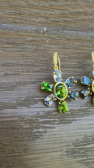 Blue Sapphire and Tsavorite Paloma Earrings