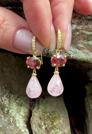 Tourmaline and Morganite Briolette Joyce Earrings