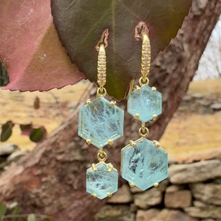 Hexagon Aquamarine Hi-Lo Joyce Earrings