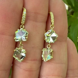 Mirror Cut Geometric Aquamarine Two Stone Joyce Earrings