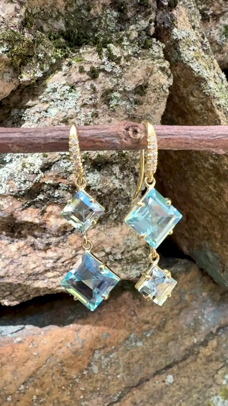 Aquamarine and Blue Topaz Hi-Lo Joyce Earrings